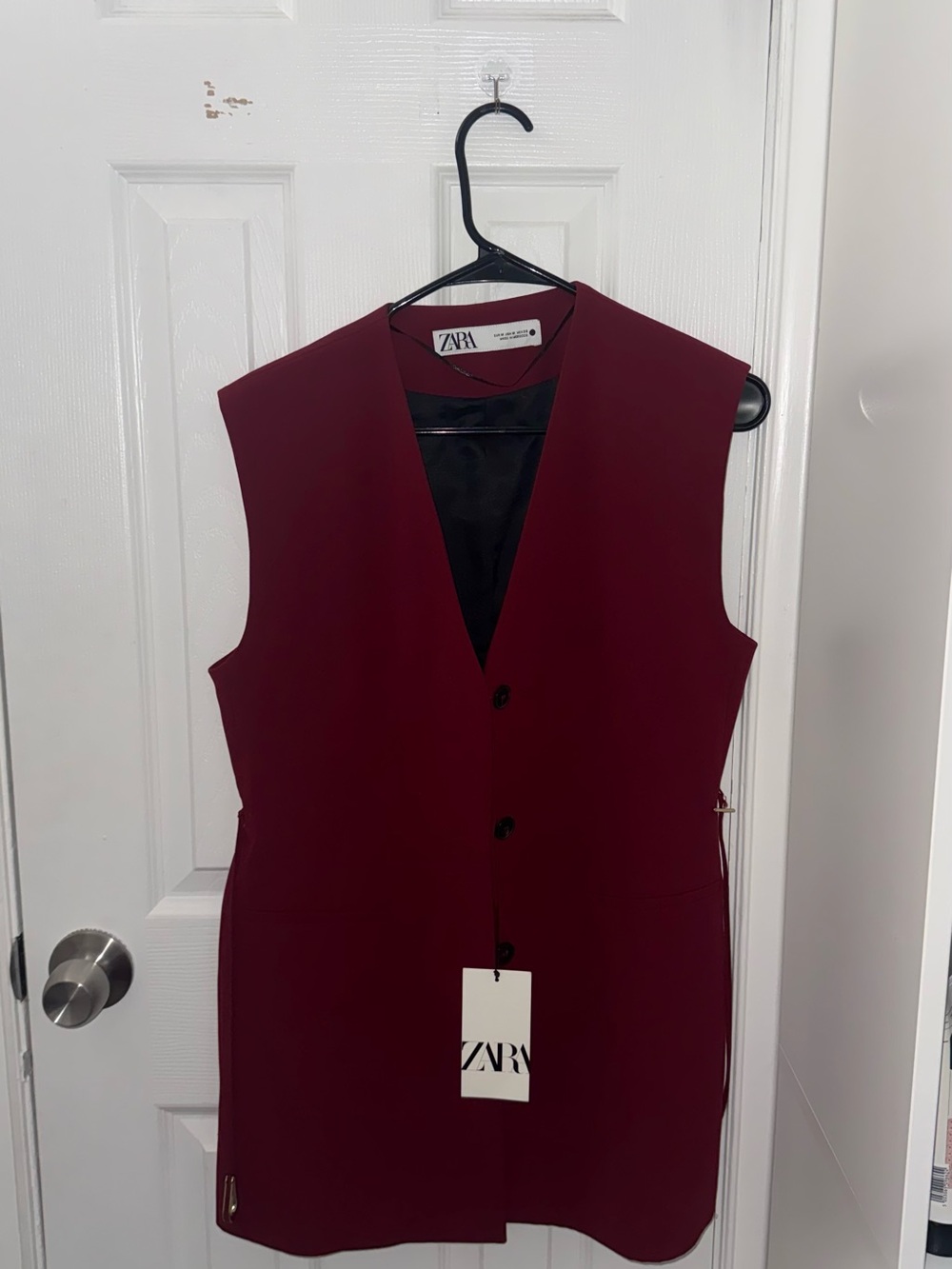 Zara Sleeveless Tailored Vest - Burgundy